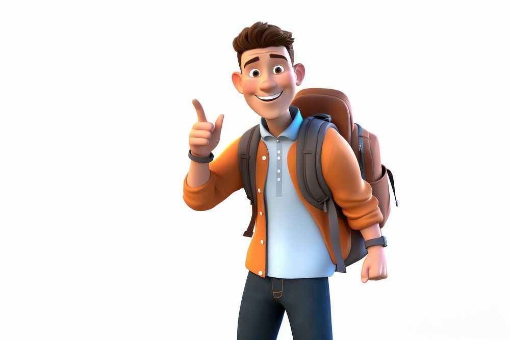 Backpack cartoon white background technology. AI generated Image by rawpixel.