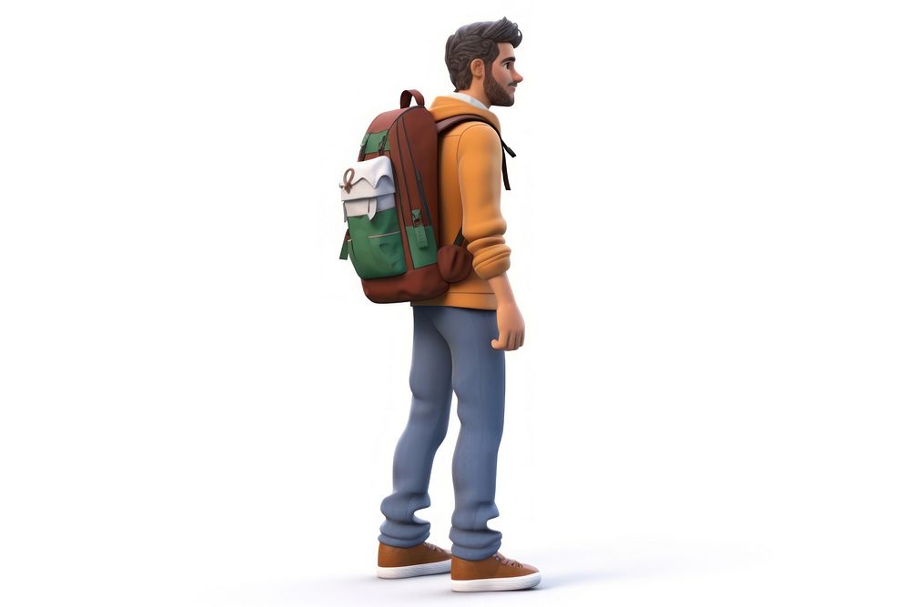 Backpack standing cartoon bag. AI generated Image by rawpixel.