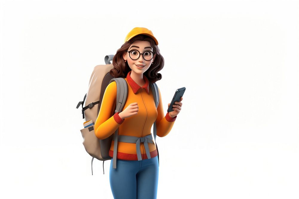 Backpack cartoon adult woman. AI generated Image by rawpixel.