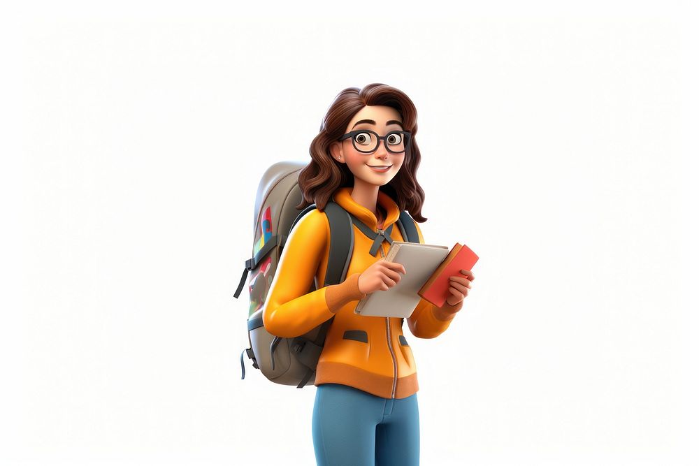 Backpack reading cartoon adult. AI generated Image by rawpixel.