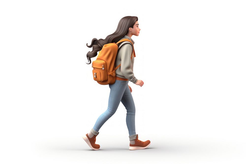 Backpack walking adult woman. AI generated Image by rawpixel.