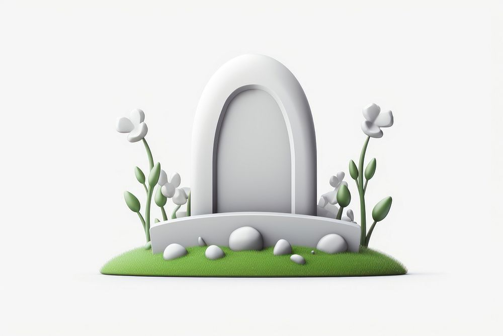 Gravestone cartoon plant architecture. AI generated Image by rawpixel.