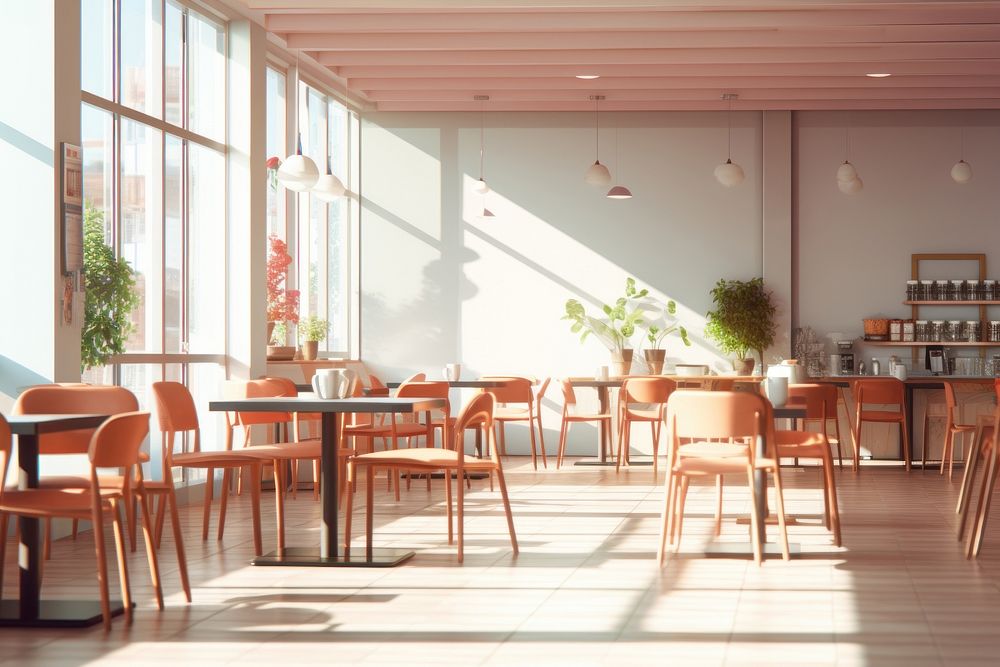 Chair table cafe architecture. AI generated Image by rawpixel.