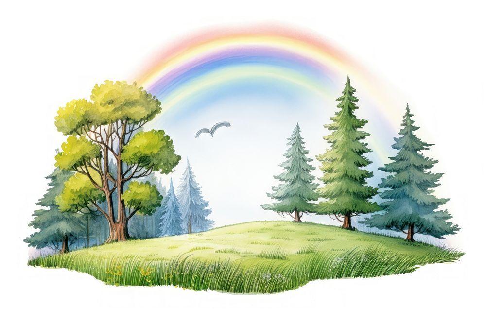 Landscape outdoors rainbow nature. AI generated Image by rawpixel.