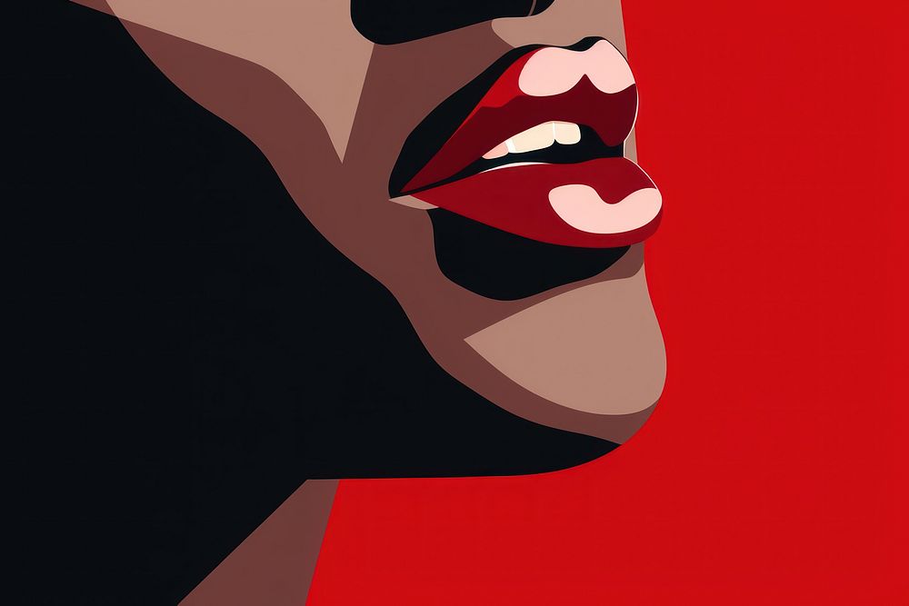 Lipstick portrait black mouth. AI generated Image by rawpixel.