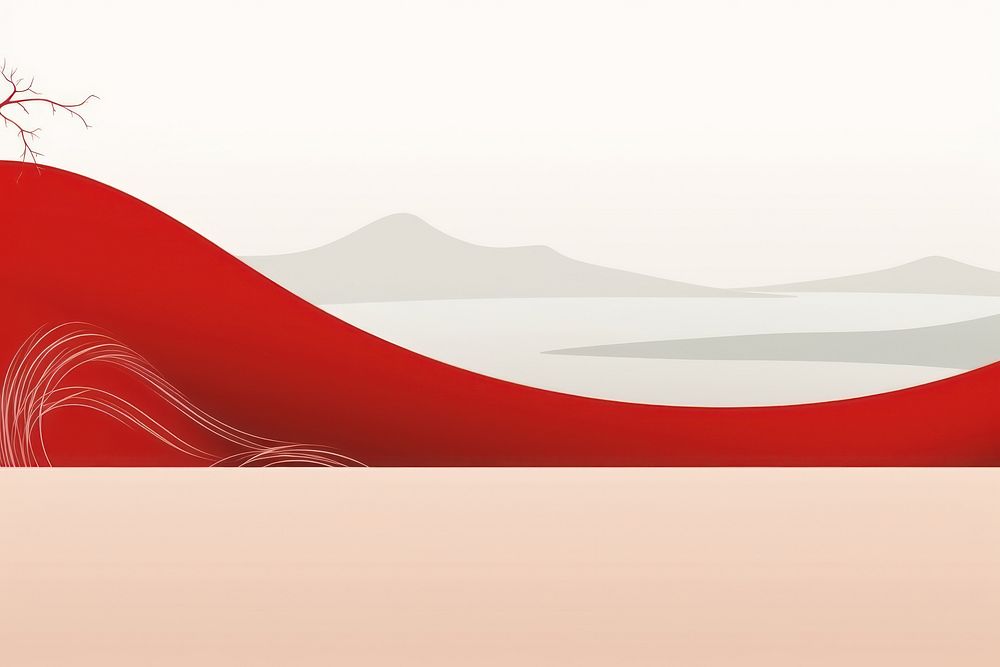 Nature red tranquility landscape, digital paint illustration. AI generated image