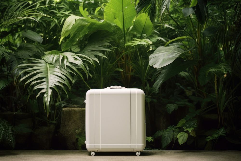 Suitcase luggage forest architecture. AI generated Image by rawpixel.
