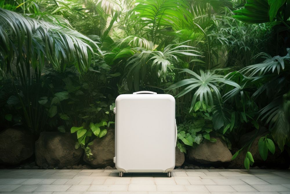 Suitcase rainforest outdoors luggage. AI generated Image by rawpixel.