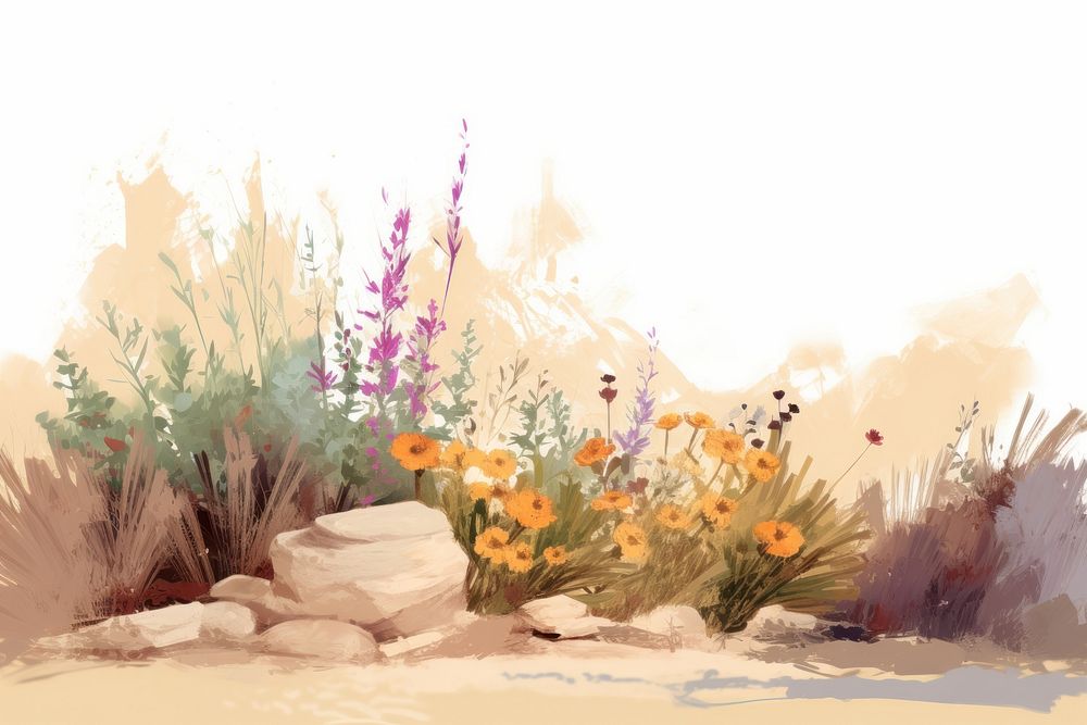 Outdoors painting nature flower. AI generated Image by rawpixel.