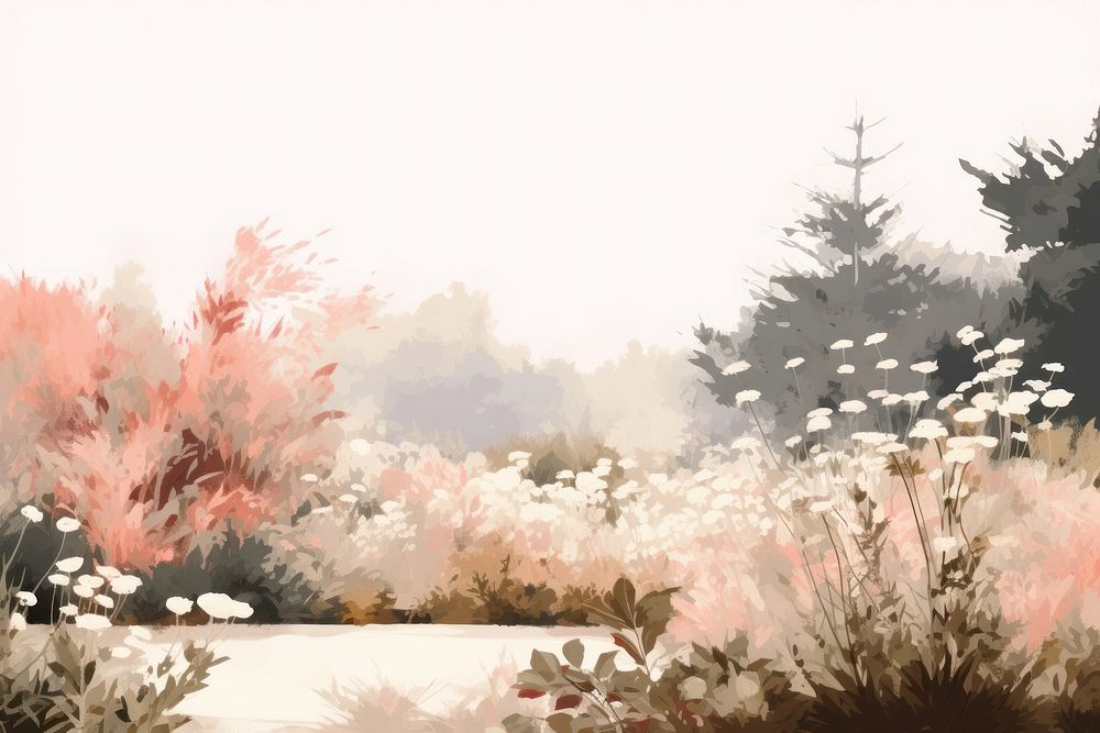 Outdoors painting nature flower. AI generated Image by rawpixel.
