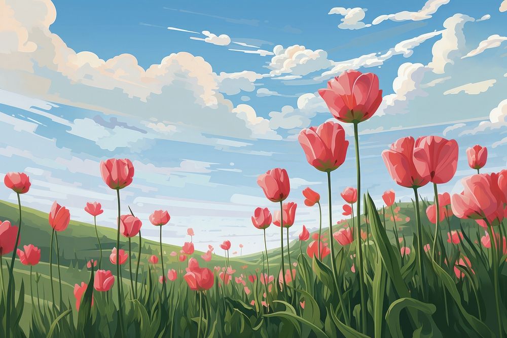 Landscape outdoors blossom flower. AI generated Image by rawpixel.