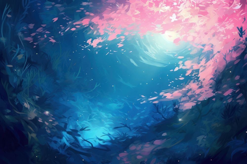 Underwater outdoors pattern nature, digital paint illustration.