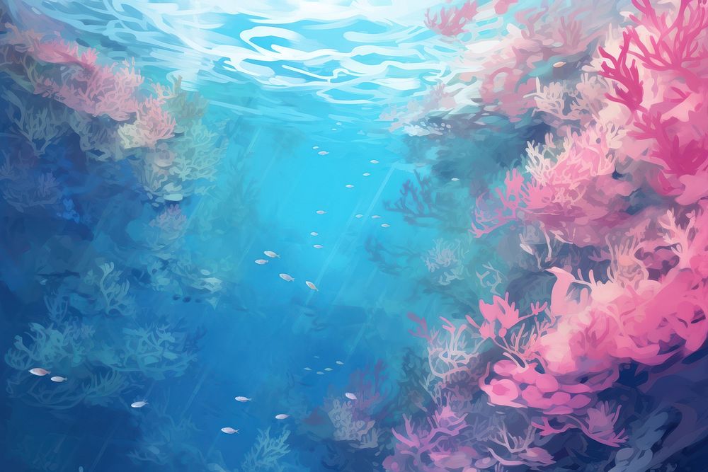 Underwater fish outdoors nature, digital paint illustration. 