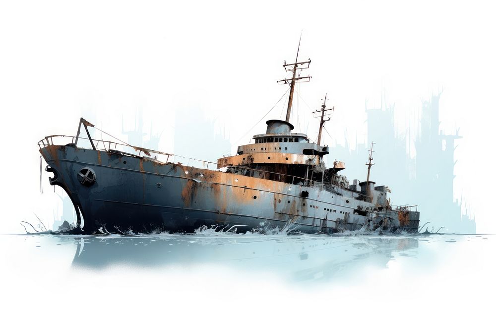 Ship watercraft vehicle boat, digital paint illustration. AI generated image