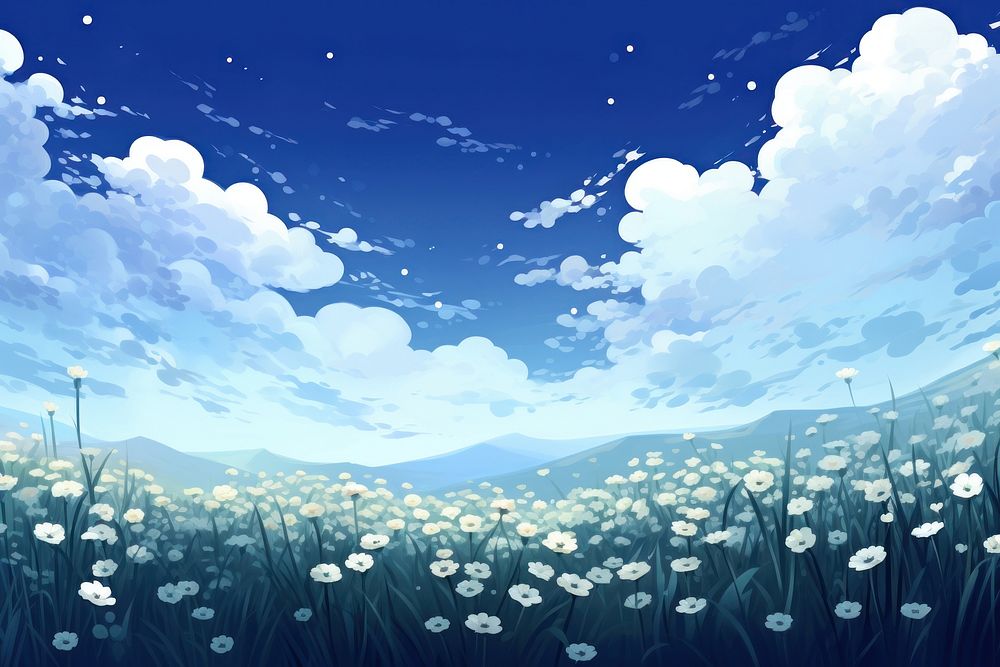 Flower sky backgrounds landscape. AI generated Image by rawpixel.