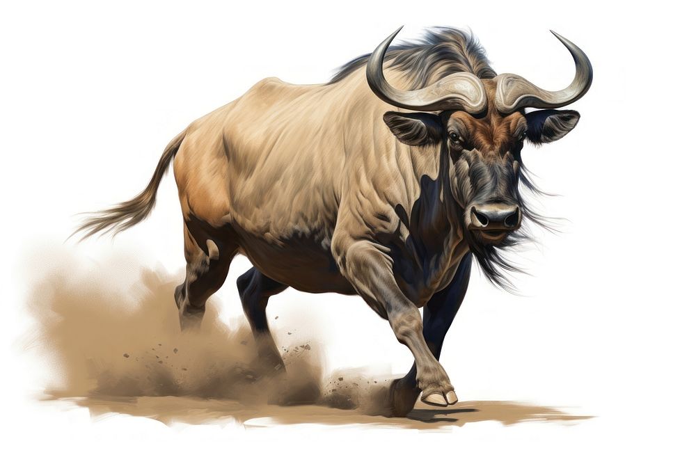 Wildebeest livestock wildlife buffalo. AI generated Image by rawpixel.