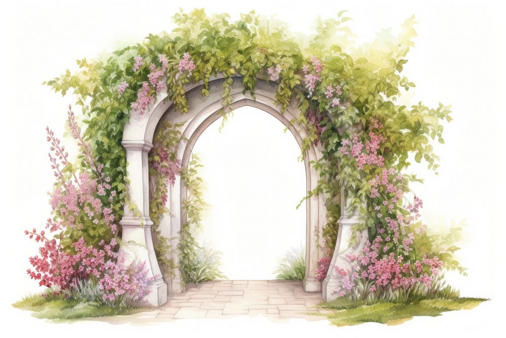 Arch architecture outdoors flower. AI generated Image by rawpixel.