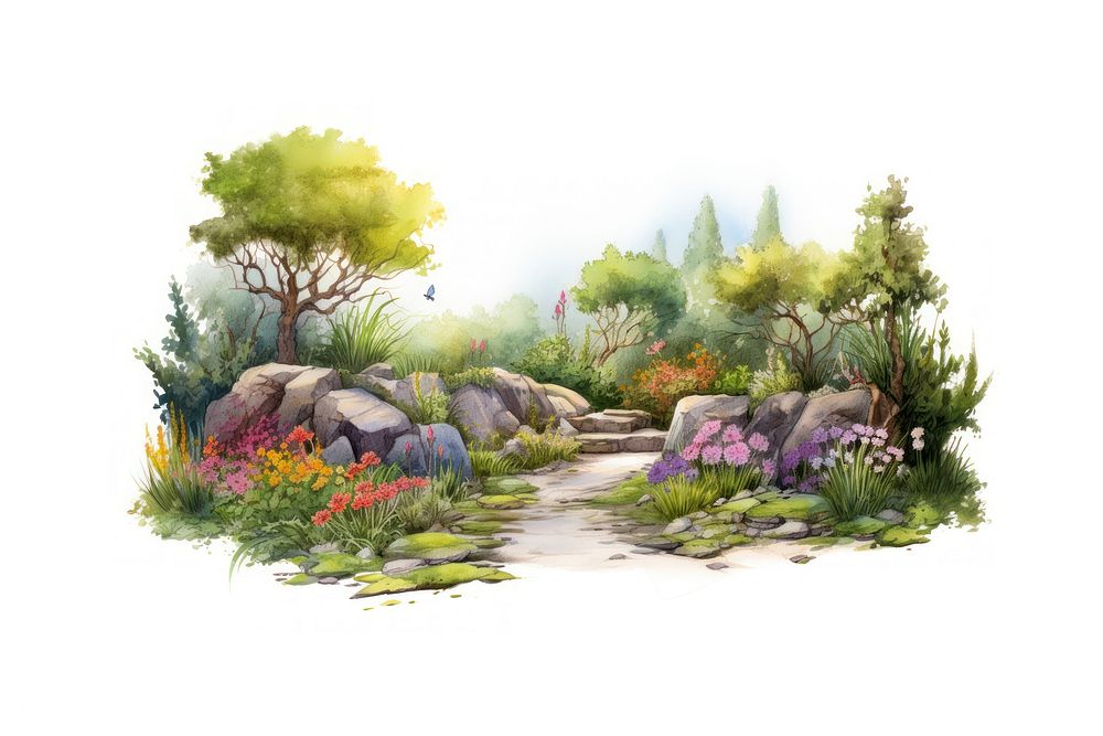 Garden land landscape outdoors. AI generated Image by rawpixel.