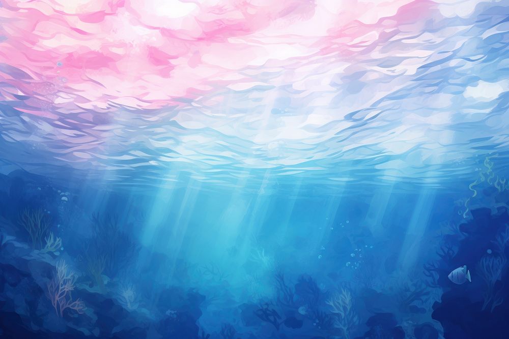 Underwater ocean backgrounds outdoors, digital paint illustration. AI generated image