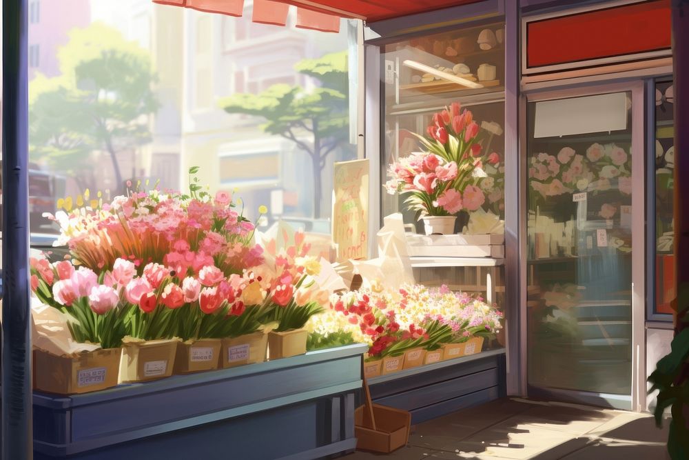 Flower window plant shop. 