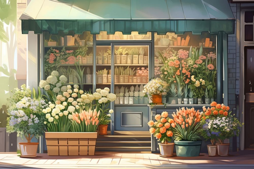 Flower plant shop architecture. AI generated Image by rawpixel.
