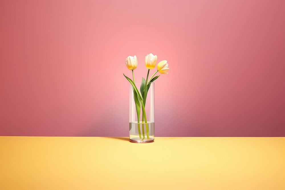 Vase lighting yellow flower. AI generated Image by rawpixel.