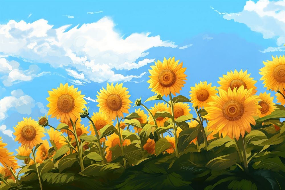 Sunflower landscape outdoors nature. AI generated Image by rawpixel.