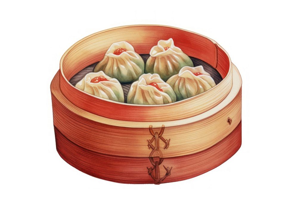 Food dumpling xiaolongbao accessories, digital paint illustration. AI generated image