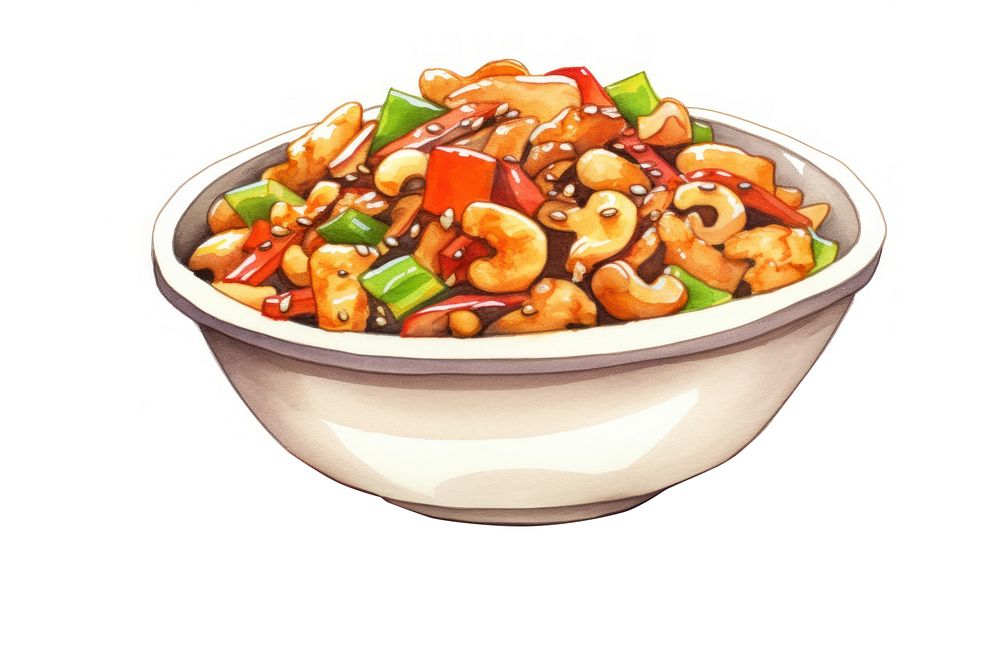 Food vegetable bowl nut, digital paint illustration. AI generated image