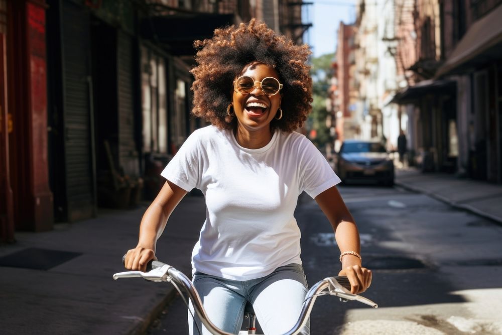 Bicycle cheerful laughing vehicle. 