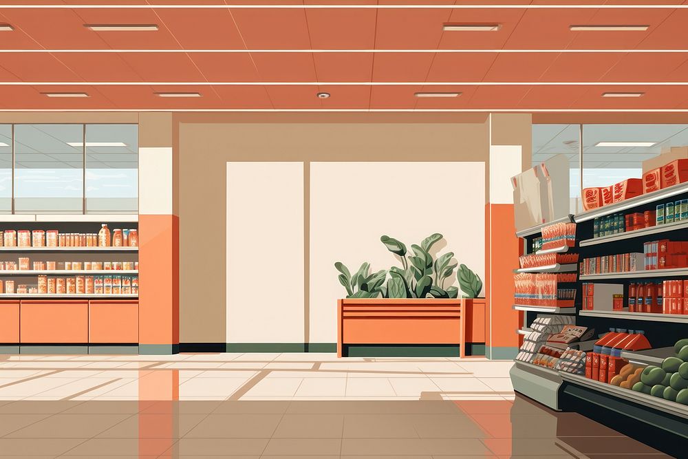 Supermarket indoors architecture arrangement. AI generated Image by rawpixel.