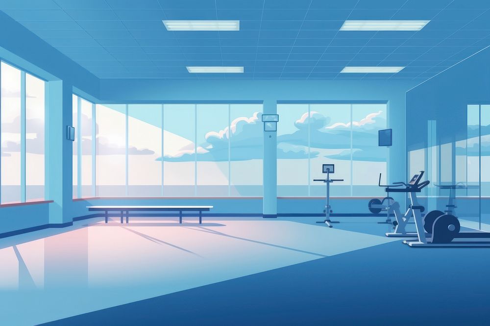 Gym sports room blue. AI generated Image by rawpixel.