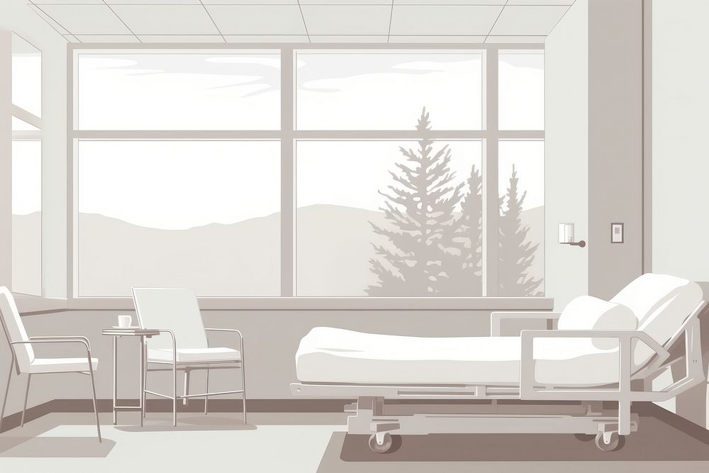 Hospital architecture furniture building. AI generated Image by rawpixel.