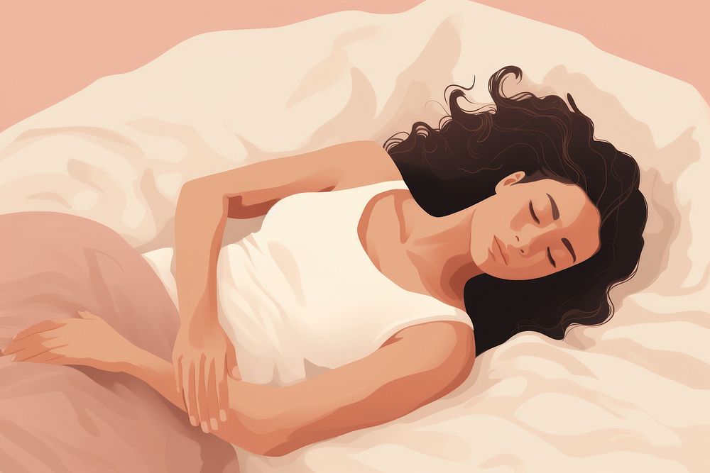 Sleeping female adult bed. AI generated Image by rawpixel.