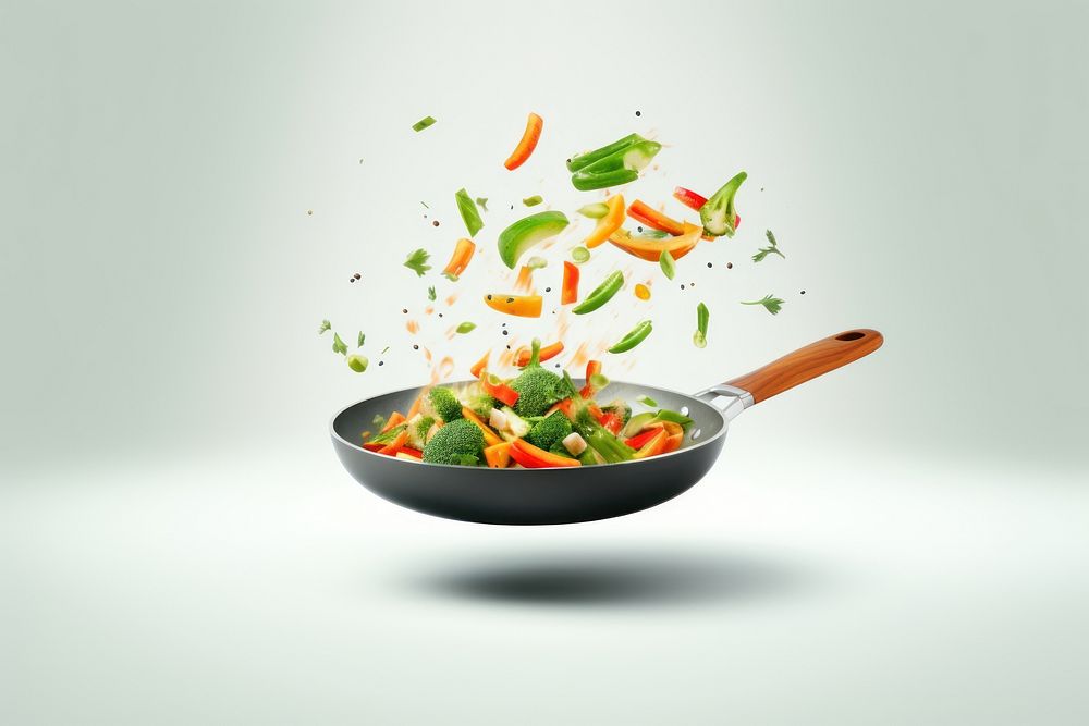 Vegetable cooking food wok. AI generated Image by rawpixel.