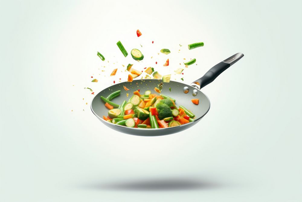 Vegetable food wok pan. AI generated Image by rawpixel.