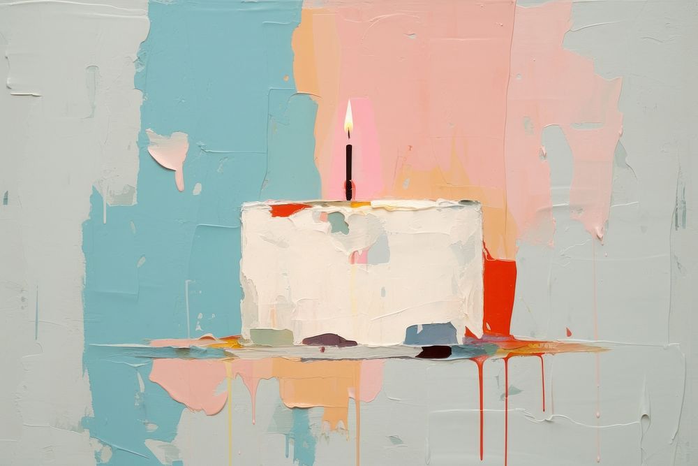 Art painting abstract birthday cake. AI generated Image by rawpixel.