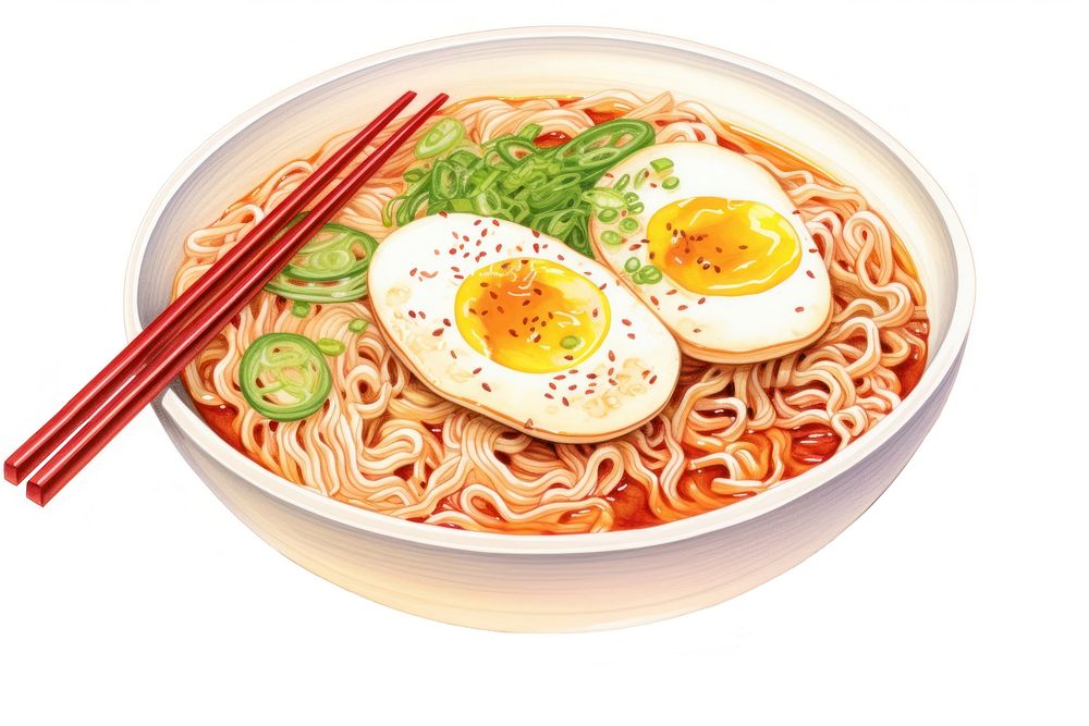 Egg ramen food meal, digital paint illustration. AI generated image