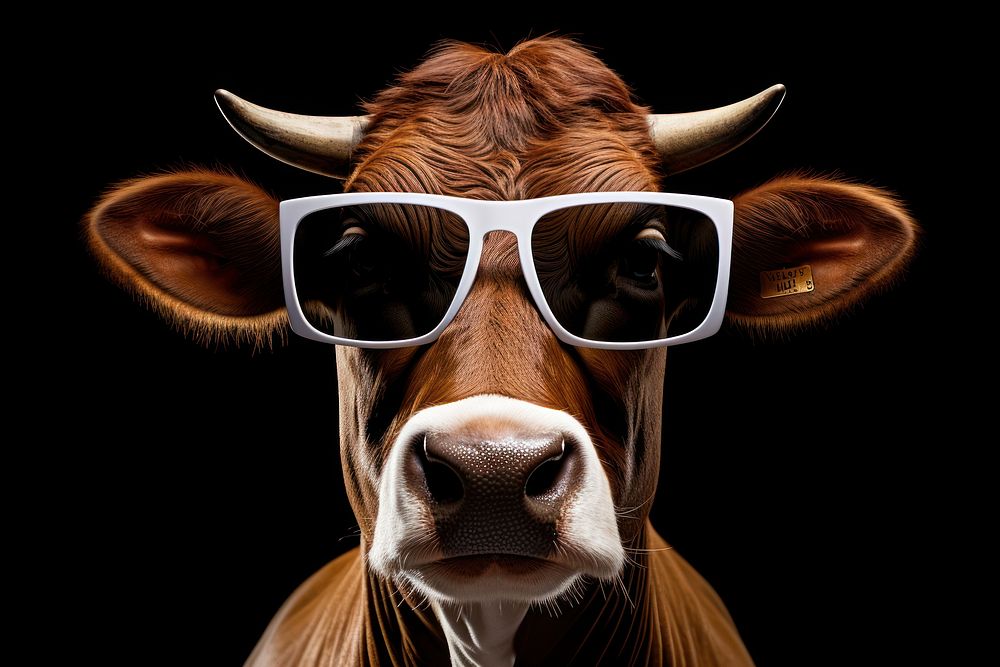 Glasses cow sunglasses livestock. AI generated Image by rawpixel.