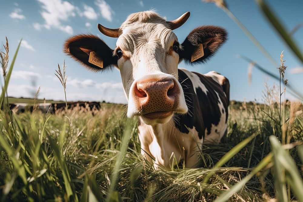 Field cow livestock grassland. 