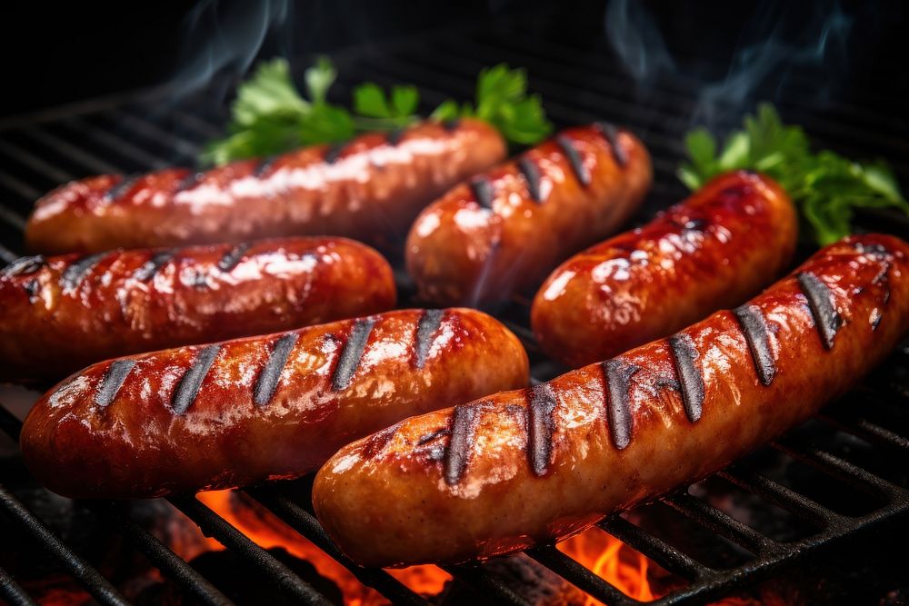 Grilling food sausage cooking. 