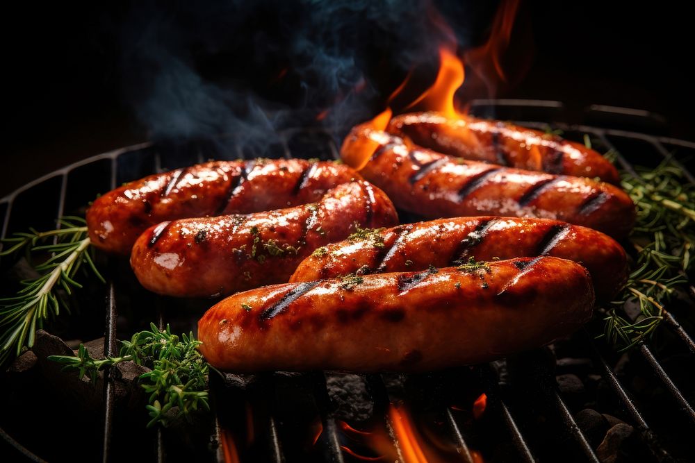 Grilling food sausage cooking. AI generated Image by rawpixel.