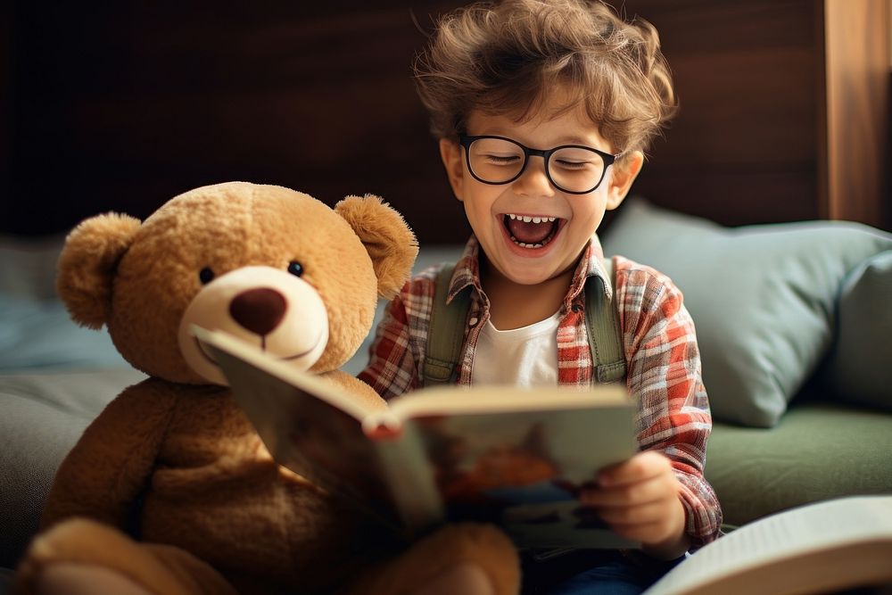 Smiling reading glasses child. AI generated Image by rawpixel.