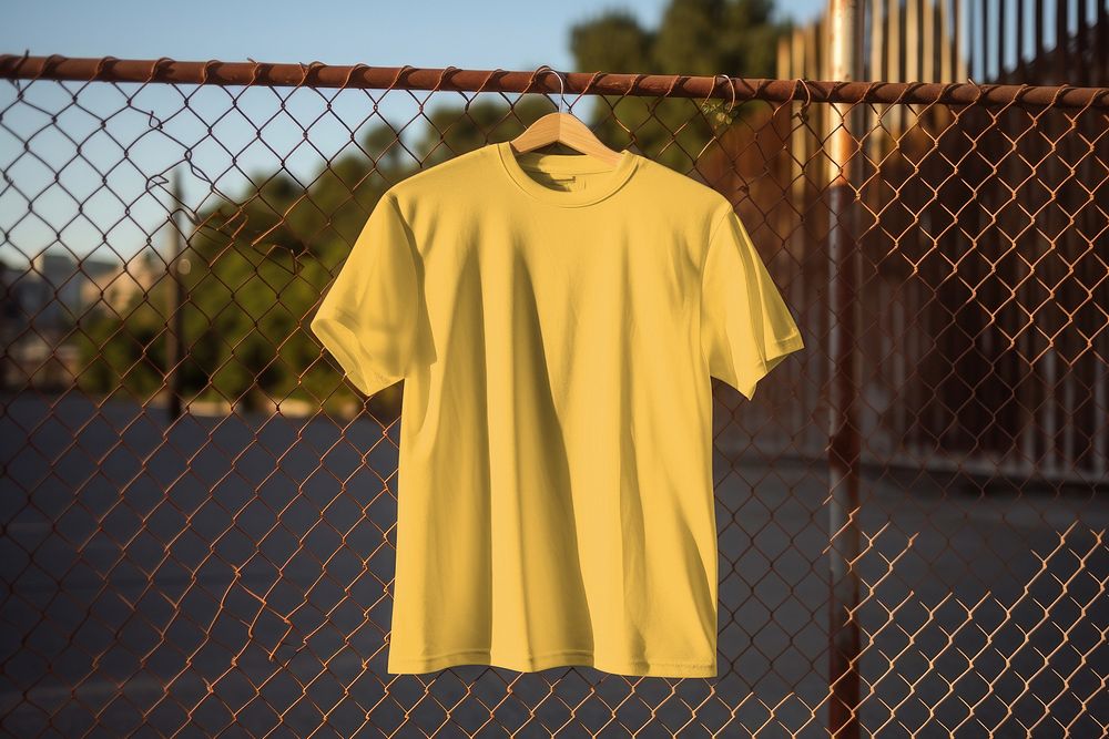 Realistic yellow t-shirt, casual fashion