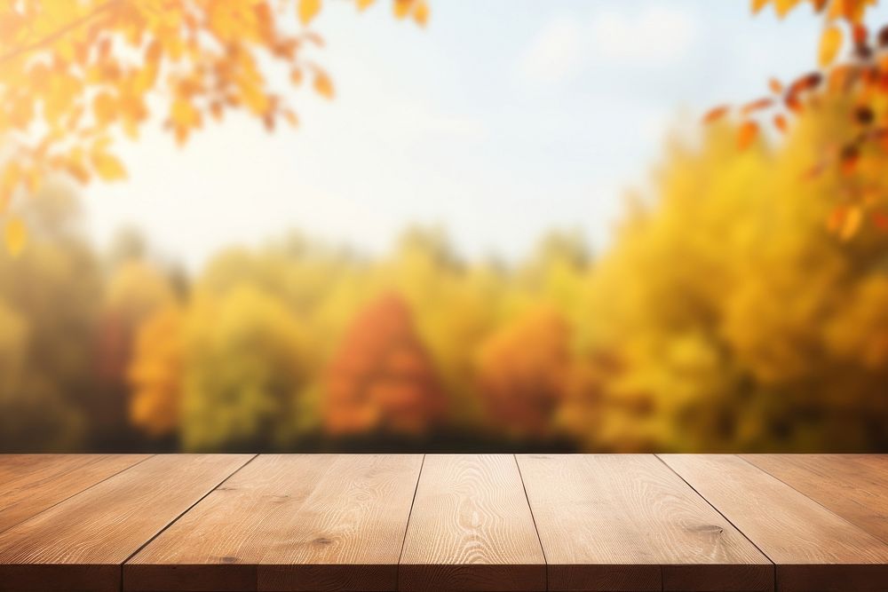 Autumn nature table wood. AI generated Image by rawpixel.
