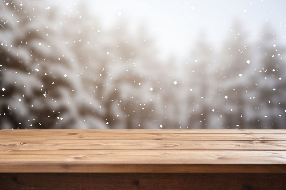 Table wood snow backgrounds. AI generated Image by rawpixel.