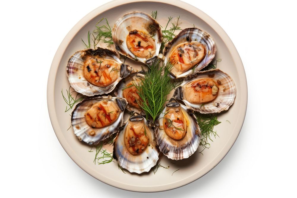 Seafood oyster plate seashell. AI generated Image by rawpixel.
