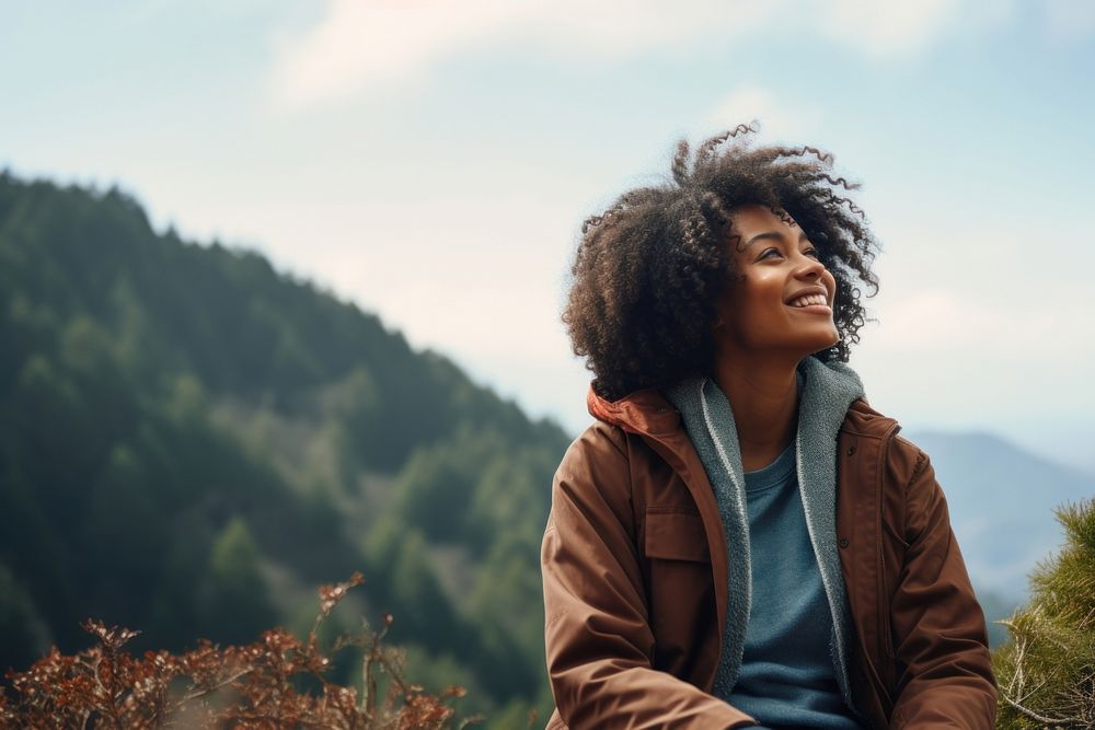 Mountain adult woman joy. 