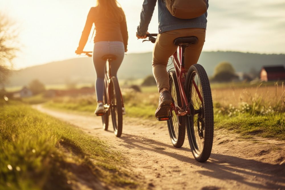 People riding bicycle. 