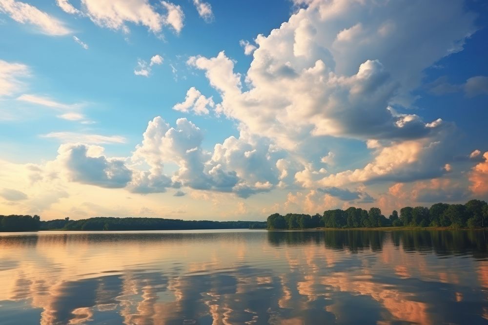 Cloud reflection landscape outdoors. 